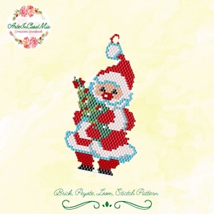 TEGELMÖNSTER - PEYOTE - VÄVSTOL 19-N1/19A-N1/19Vävstol-N1 Mönster - Kris med träd - Miyuki 11/0 - Juldekoration - Handledning pdf