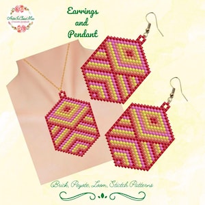 Schemi BRICK,PEYOTE - 900d30-C4/900d30A-C4 Patterns - Amina Earrings-Pendant - 11/0-jewelry-Women-Mom-Lovers-Birthday-Tutorial pdf