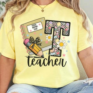 Teacher Shirt, Teacher Appreciation Tee, Back to School Teacher Gift, Cute Pencil and Notebook Design, Inspirational Teacher T-Shirt