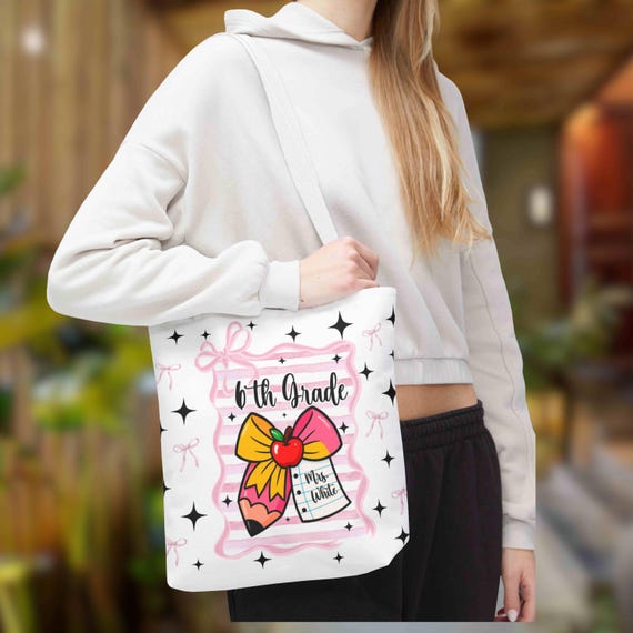 Colorful 6th Grade Tote Bag, Back to School Gift, Teacher