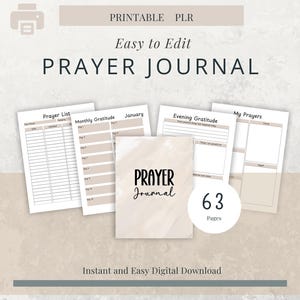 Prayer Journal Printable With PLR, Bible Study Guide, Prayer Journaling ...