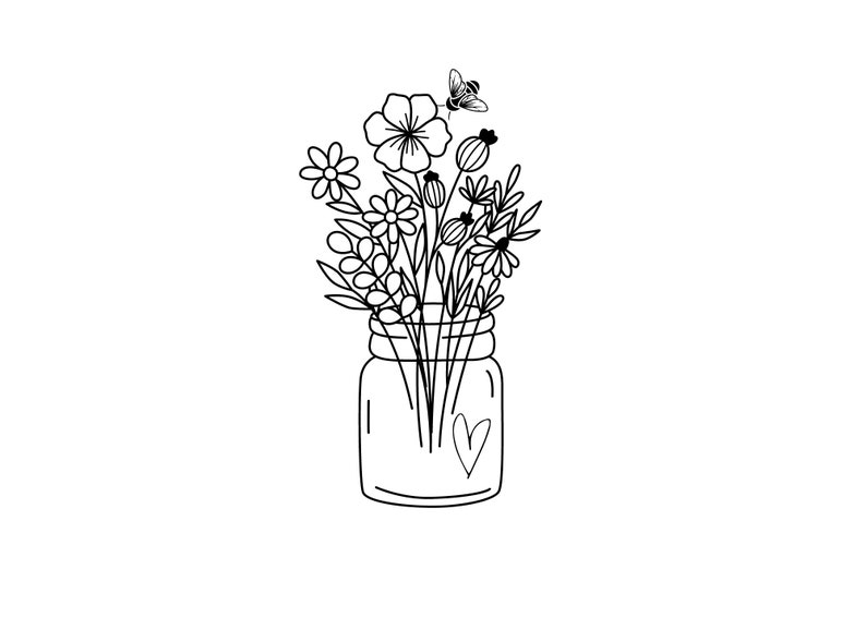 Wildflower SVG Mason Jar Flowers PNG Wildflower File - Etsy