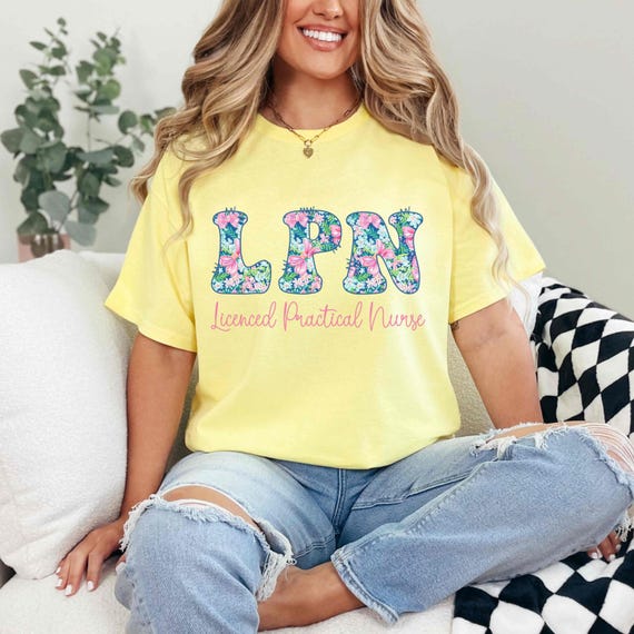 LPN Floral Design PNG: Nurse Apparel, Medical Gift Digital Download