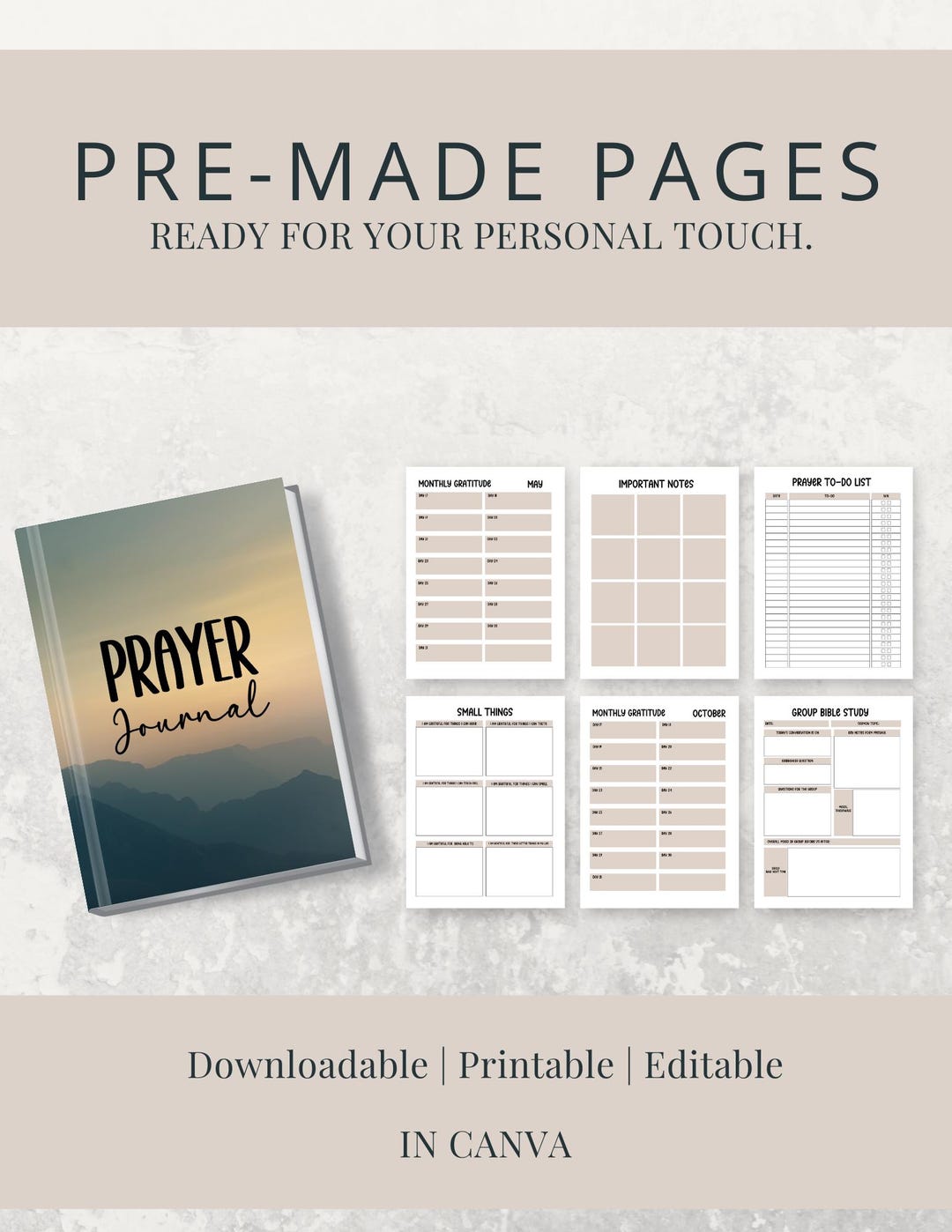 Prayer Journal Printable With PLR, Bible Study Guide, Prayer Journaling ...