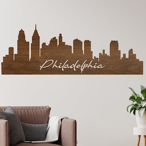 Wood Philadelphia Skyline Wall Art: Philly Home Decor