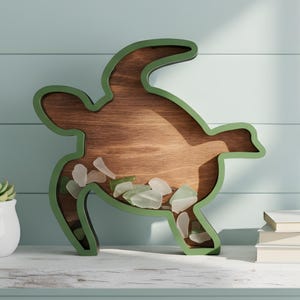 Turtle Sea Glass Display Box: Coastal Beach Treasure Holder