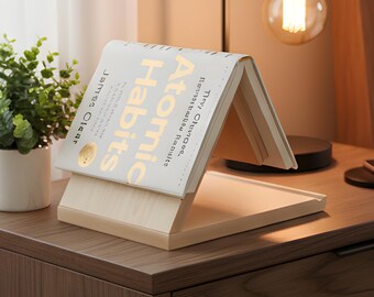 Nightstand Book Holder: Triangle Book Valet, Bookmark Stand