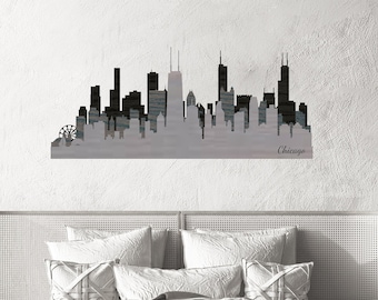 Layered Chicago Skyline | Chicago Wall Art | Wood Chi Town Skyline | Moving Gift | Grad Gift | The Windy City Skyline | Chicago Art