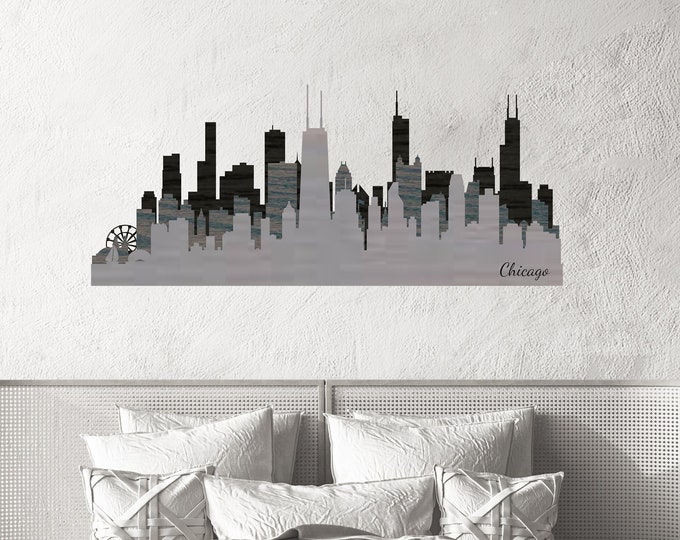 Layered Chicago Skyline | Chicago Wall Art | Wood Chi Town Skyline | Moving Gift | Grad Gift | The Windy City Skyline | Chicago Art