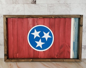 Tennessee Wood Flag | Tennessee Flag Sign | Tennessee Decor | Nashville Art | Tennessee | Nashville | Tristar