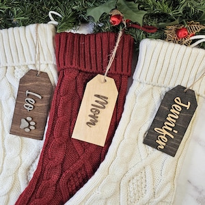 Personalized Wood Christmas Stocking Name Tag: Rustic Holiday Decor