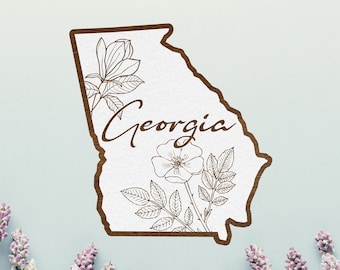 Georgia Flowers Wall Art | Georgia State Flower Cherokee Rose | Georgia Wildflowers | Georgia Wood Wall Art | Georgia Mothers Day Gift