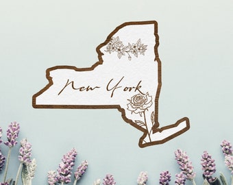 New York Flowers Wall Art | New York State Flower Rose | New York Wildflowers | New York Wood Wall Art | New York Mothers Day Gift