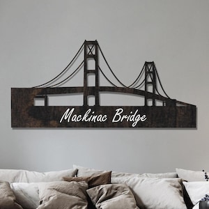 Mackinac Bridge Wood Wall Art: Michigan Landmark Decor