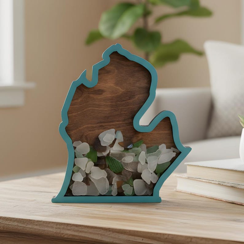 Michigan Beach Glass Shadow Box: Lake House Decor image 3