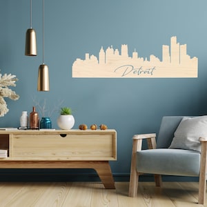 Detroit City Skyline Detroit Michigan Detroit Wall Art Wood Detroit Skyline Moving Gift Grad Gift Wood Wall Skyline Detroit image 2