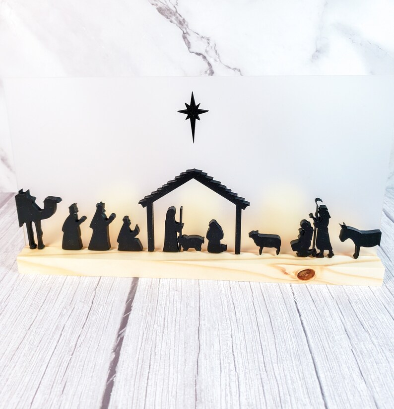 Candle Nativity Scene Wood Nativity Set Light up Nativity Etsy
