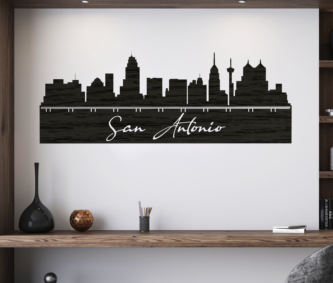 San Antonio Skyline San Antonio Wall Art Wood San Antonio Etsy