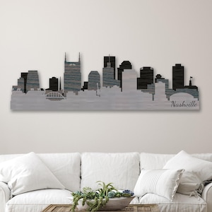 Layered Wood Nashville Skyline Wall Art: Tennessee Moving Gift