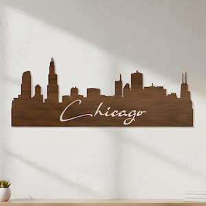 Wood Chicago Skyline Wall Art: Laser Cut Chi-Town Decor