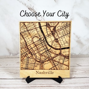 Custom City Mini Map | Nashville Map | City Map | Wood City Map | 3D Map | Office Decor | Custom Wood Map | Moving Gift | Housewarming Gift