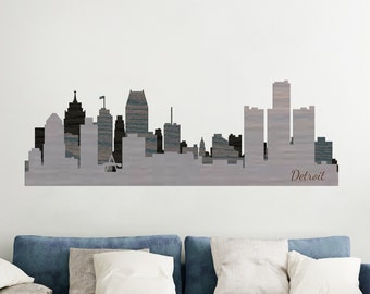 Layered Detroit City Skyline | Detroit Michigan | Detroit Wall Art | Wood Detroit Skyline | Moving Gift | Grad Gift | Wood Wall Skyline