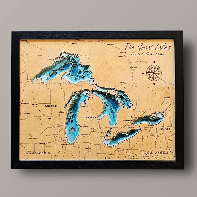 3d Map of Great Lakes - Etsy