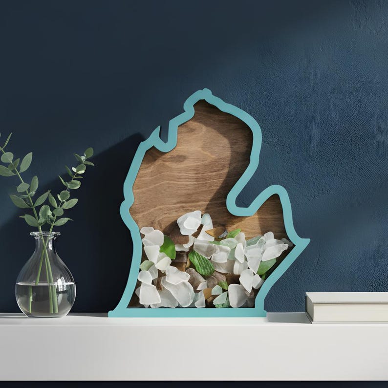 Michigan Beach Glass Shadow Box: Lake House Decor image 2