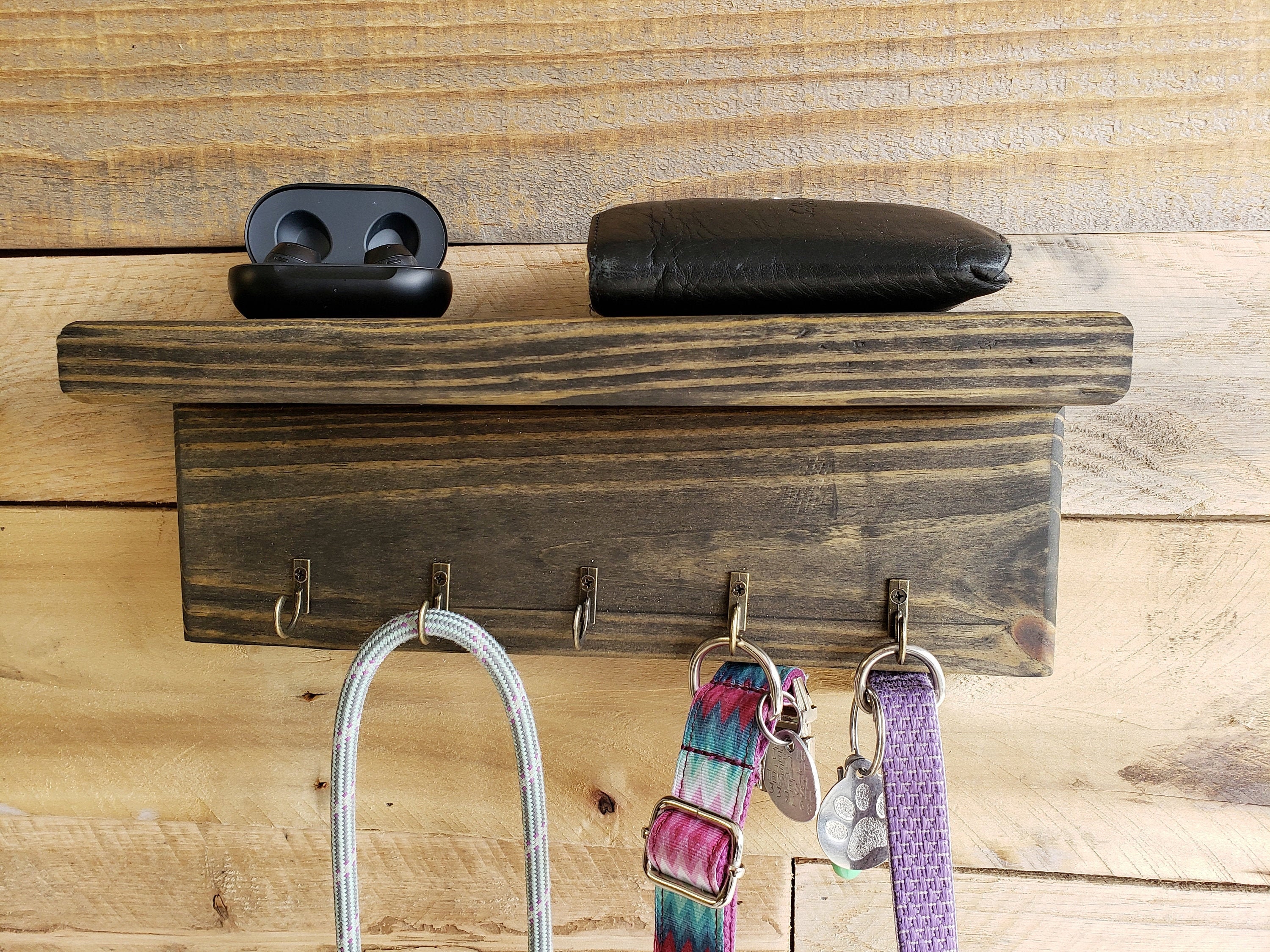 Dog Leash Collar Holder Key Holder for Wall With Shelf Etsy