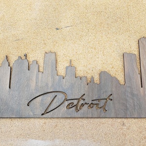 Detroit City Skyline Detroit Michigan Detroit Wall Art Wood Detroit Skyline Moving Gift Grad Gift Wood Wall Skyline Detroit image 6