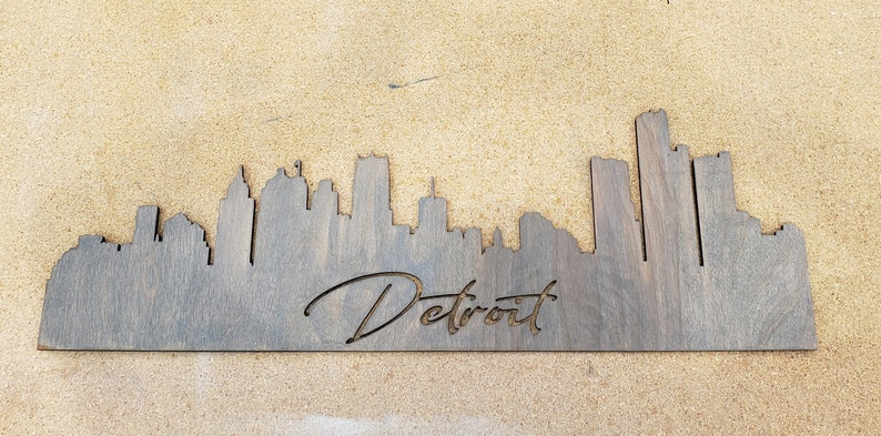 Detroit City Skyline Detroit Michigan Detroit Wall Art Wood Detroit Skyline Moving Gift Grad Gift Wood Wall Skyline Detroit image 6