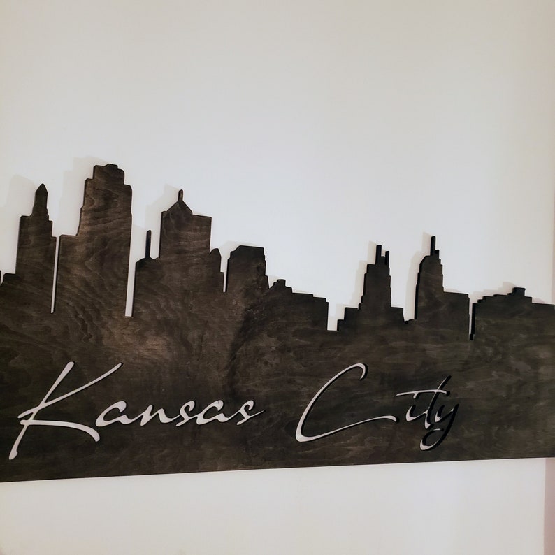 Kansas City Skyline Kansas City Chiefs Wall Art Wood Etsy