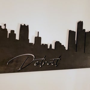 Detroit City Skyline Detroit Michigan Detroit Wall Art Wood Detroit Skyline Moving Gift Grad Gift Wood Wall Skyline Detroit image 5