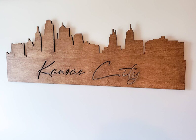 Kansas City Skyline Kansas City Chiefs Wall Art Wood Etsy