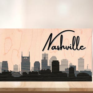 Layered Wood Nashville Skyline Wall Art: Music City Decor
