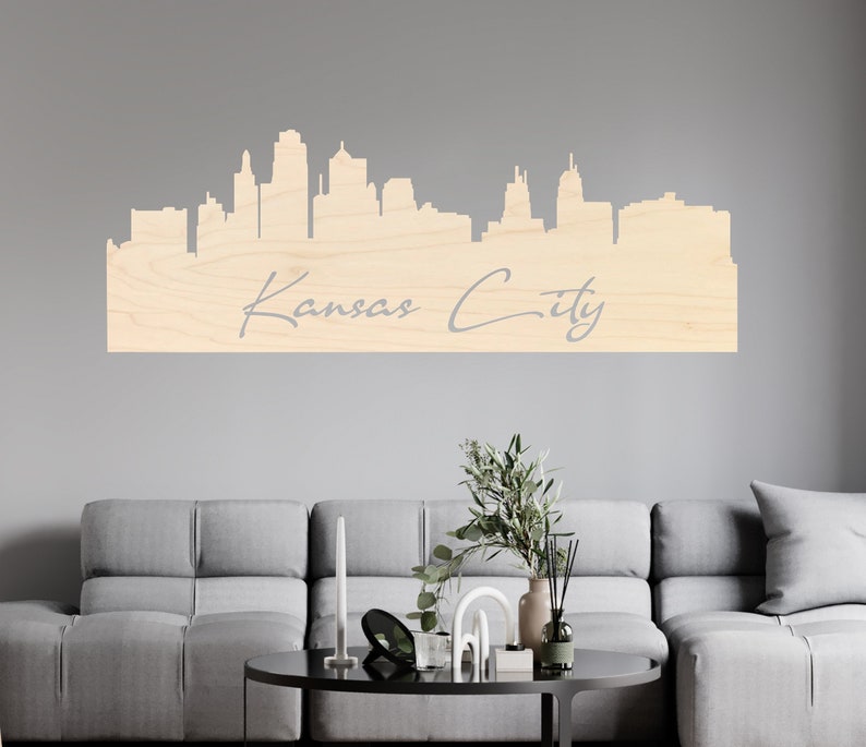 Kansas City Skyline Kansas City Chiefs Wall Art Wood Etsy