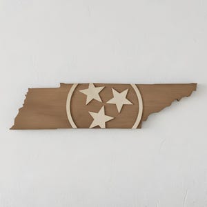 Tennessee Tristar Wood Sign: Rustic State Pride Decor