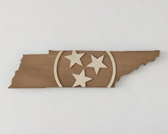 Tennessee Tristar Wood Sign: Rustic State Pride Decor