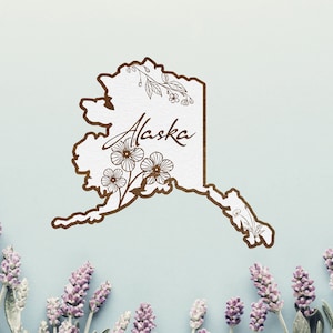 Alaska Flowers Wall Art | Alaska State Flower Alpine Forget Me Not | Alaska Wildflower Wall Art | Alaska Wood Wall Art | Alaska