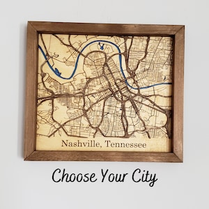 Custom Wood City Map: 3D Nashville Tennessee Art