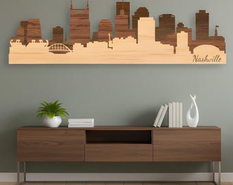 Layered Wood Nashville Skyline Wall Art: Tennessee Moving Gift