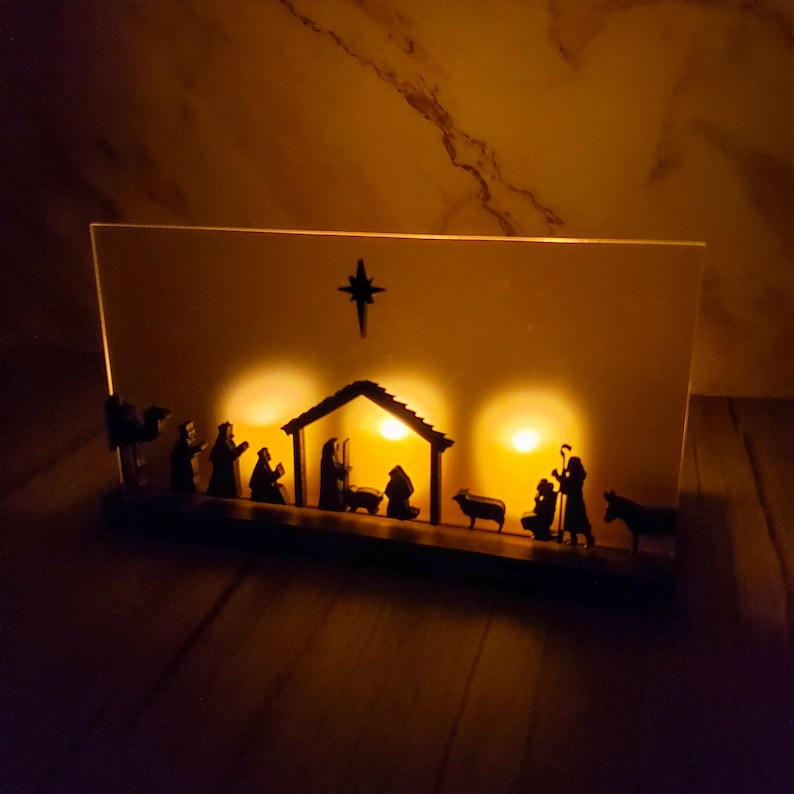 Candle Nativity Scene Wood Nativity Set Light up Nativity Etsy