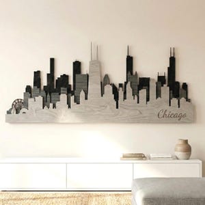 Layered Wood Chicago Skyline Wall Art: Chi-Town Decor