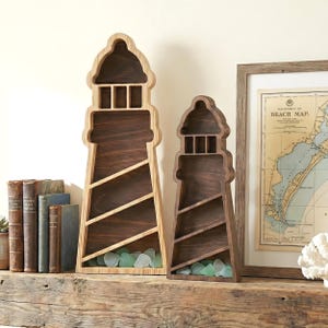 Lighthouse Sea Glass Display Box: Coastal Decor Shadow Box