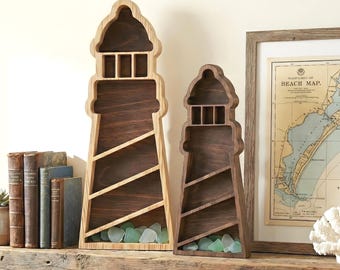 Lighthouse Sea Glass Display Box: Coastal Decor Shadow Box
