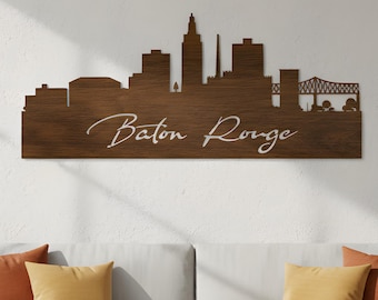 Baton Rouge Louisiana Wood Skyline Art