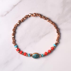 Pure Copper Bracelet with Gemstone Stretch Bracelet