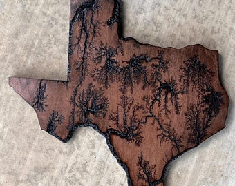 16” Fractal Burned Texas Plaque, Rustic Wall Art, Handmade, Western Decor, Texas plaque.