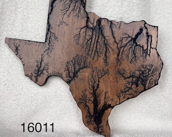 16” Texas Fractal Burn Wood Plaque, Rustic Wall Art, Handmade, Western Decor, Texas sign