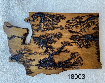 Washington State Fractal Burned Plaque, handmade